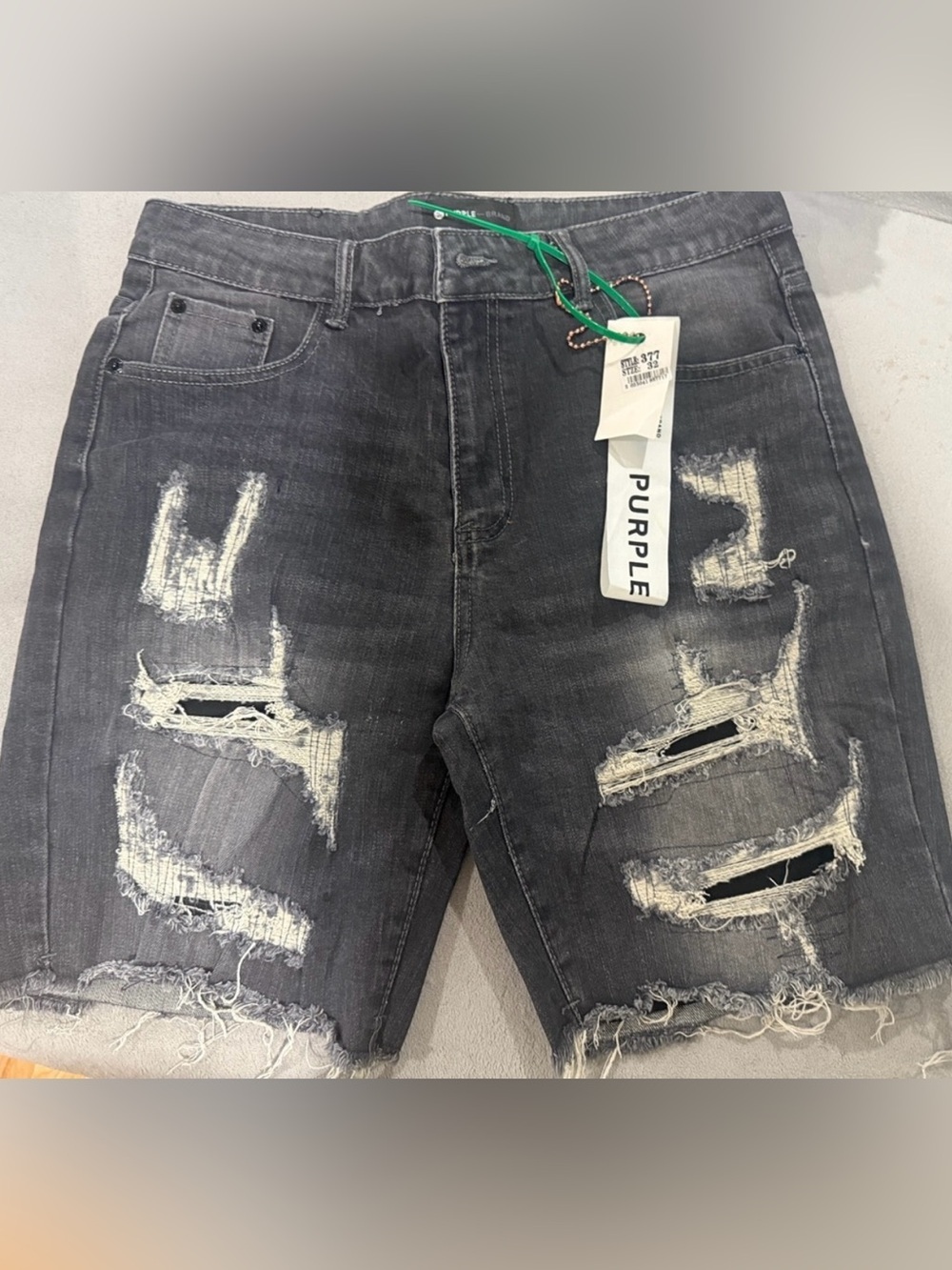 PURPLE Distressed Black Cropped Jeans for Women